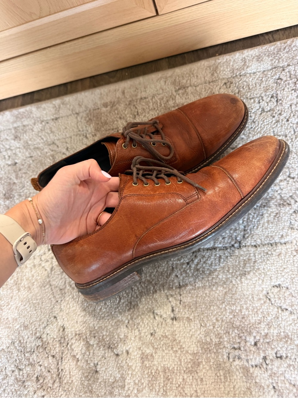 Cole Haan Men’s Brown Leather Oxfords with Black Soles